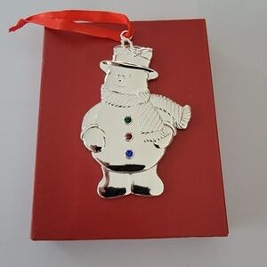 Lenox Silver Multi Gem Snowman Ornament
